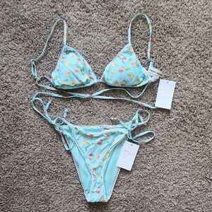 Aqua Bikini with Martini & Spritz Print